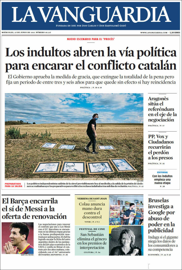 Portada de La Vanguardia (España)