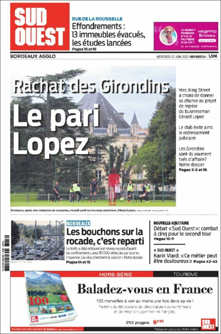 Portada de Sud Ouest (Francia)