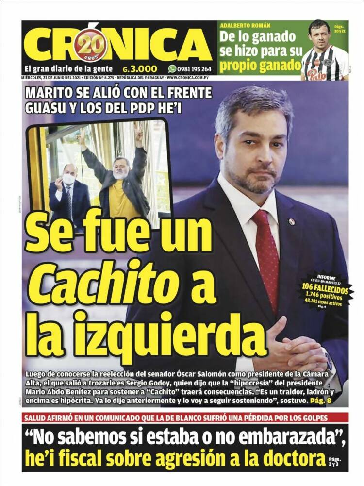 Portada de Diario Crónica (Paraguay)