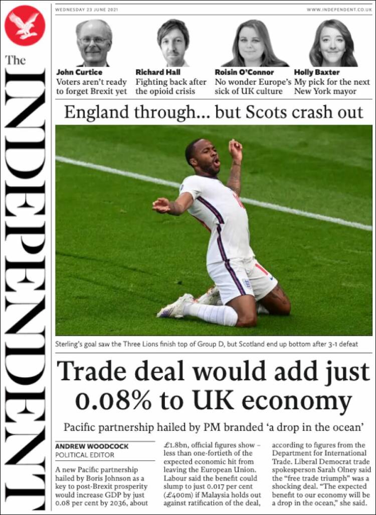 Portada de The Independent (Reino Unido)