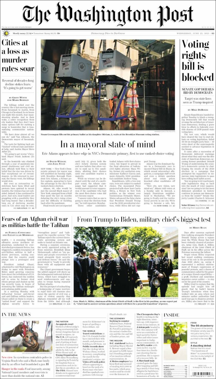 Portada de The Washington Post (USA)