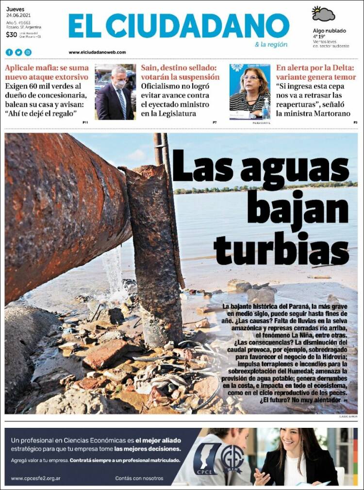 Portada de Diario El Ciudadano (Argentina)