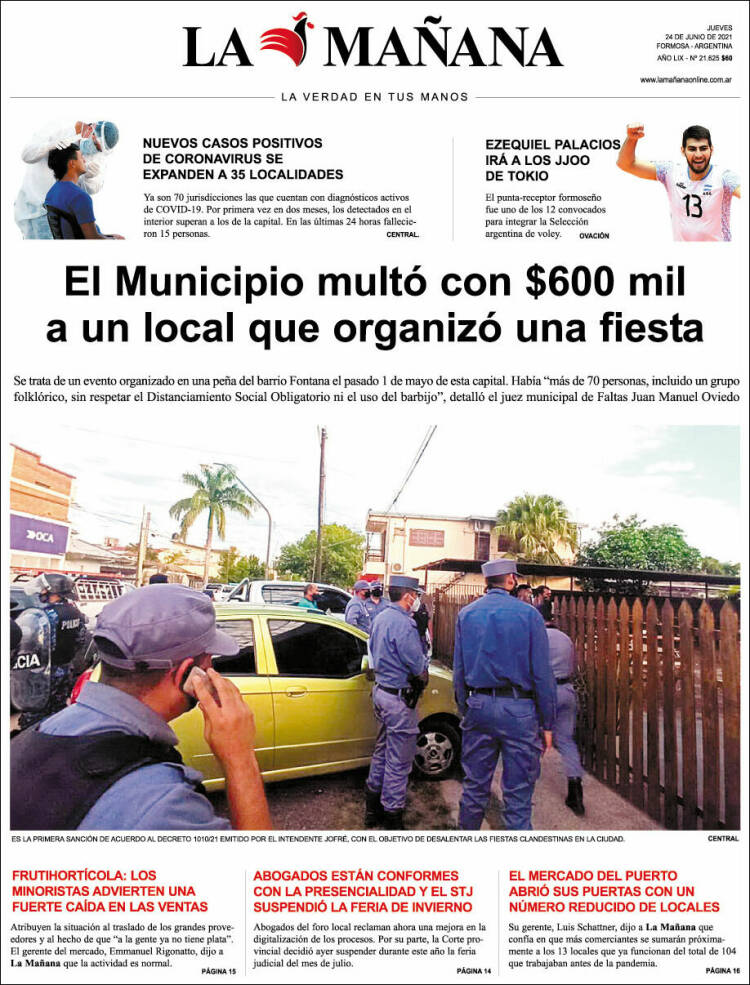 Portada de Diario La Mañana (Argentina)