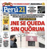 Portada de Perú 21 (Perú)