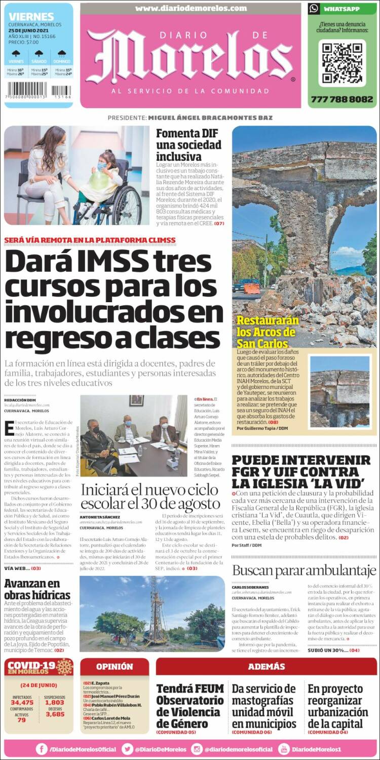 Portada de Diario de Morelos (México)