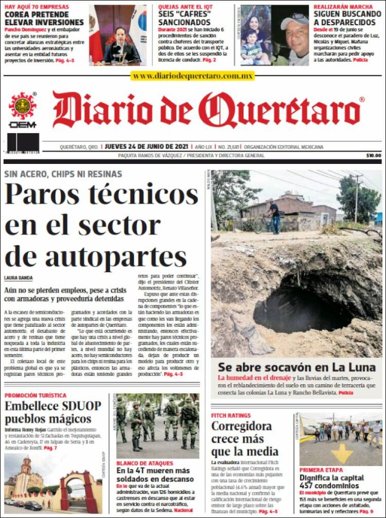 Portada de Diario de Querétaro (México)