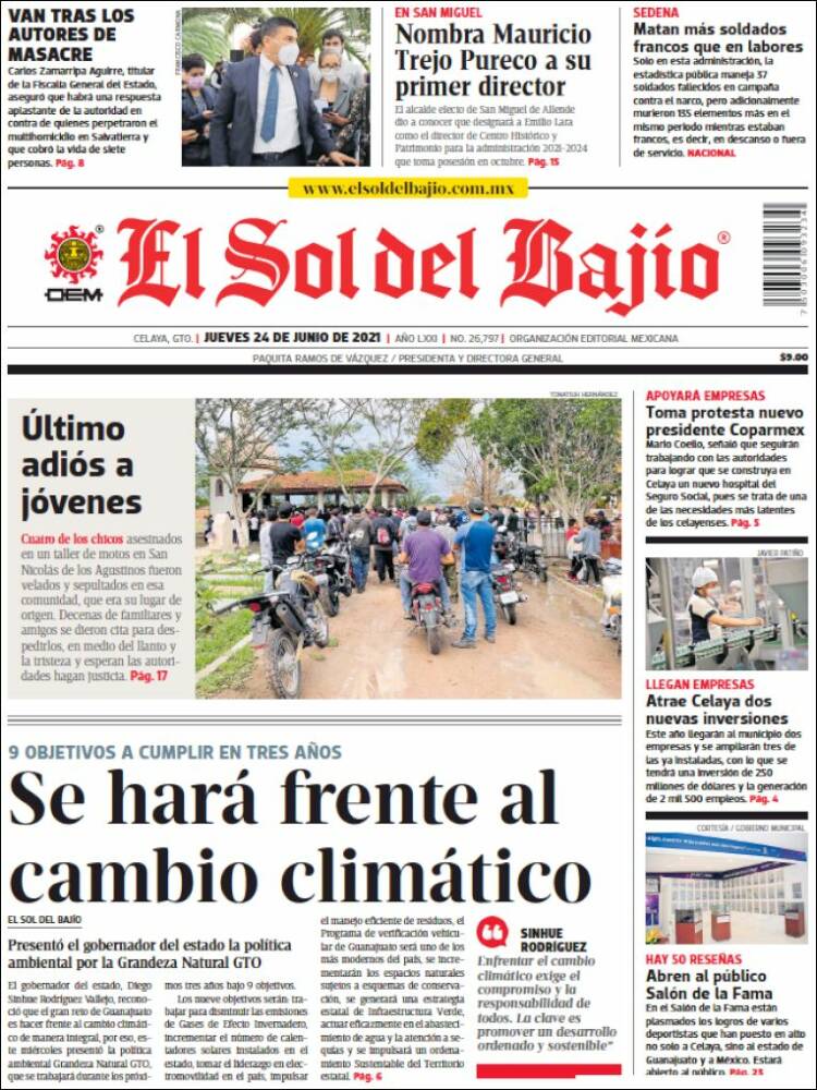 Portada de El Sol del Bajio (México)