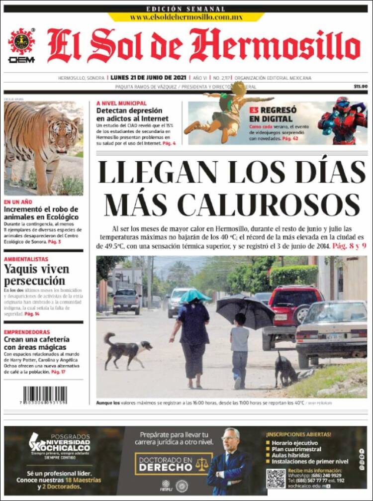 Portada de El Sol de Hermosillo (México)