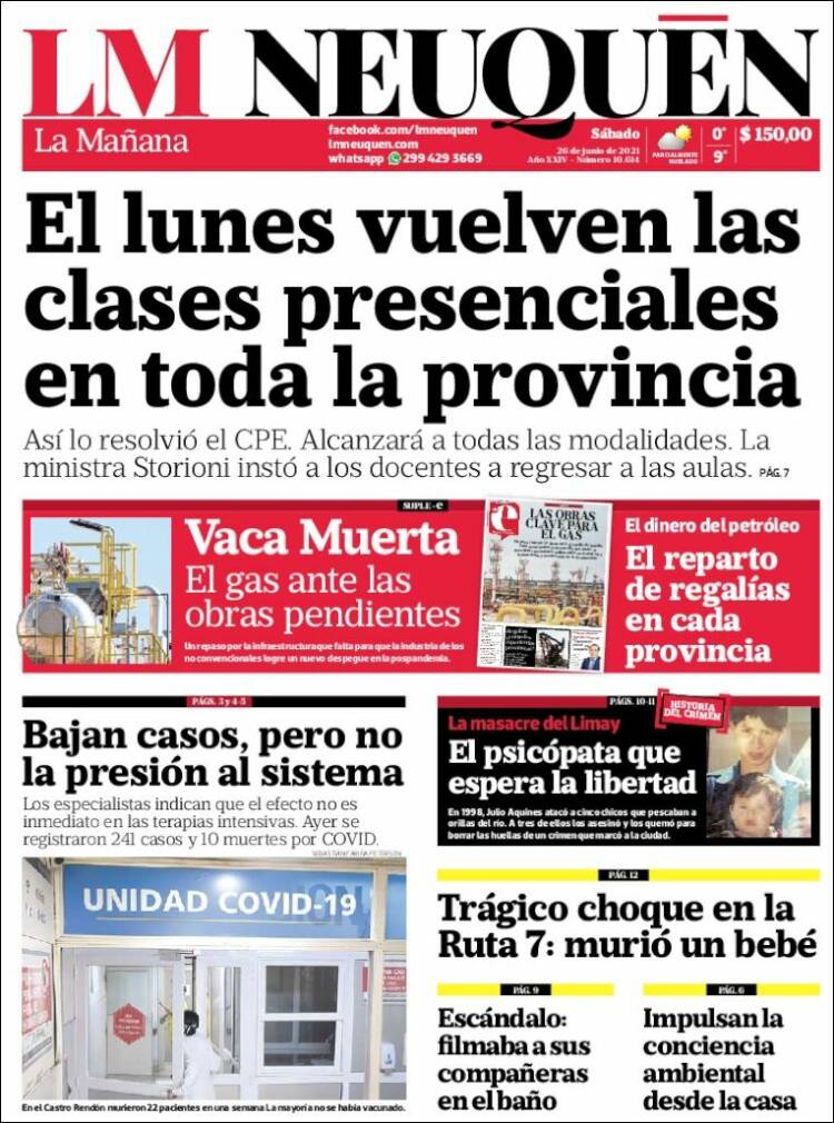 Portada de La Mañanade Neuquén (Argentina)