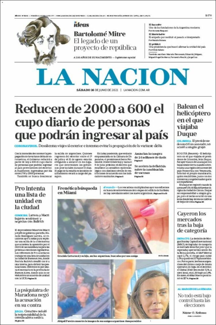 Portada de La Nación (Argentina)