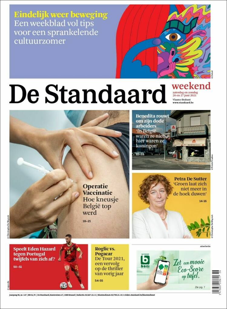 Portada de De Standaard (B&eacute;lgica)