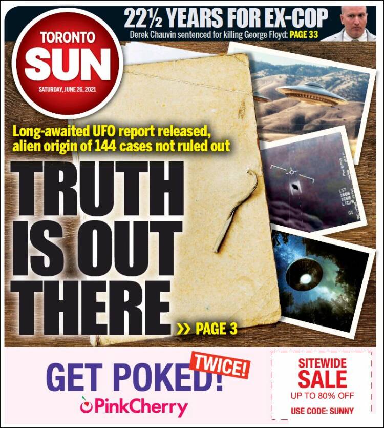 Portada de The Toronto Sun (Canadá)