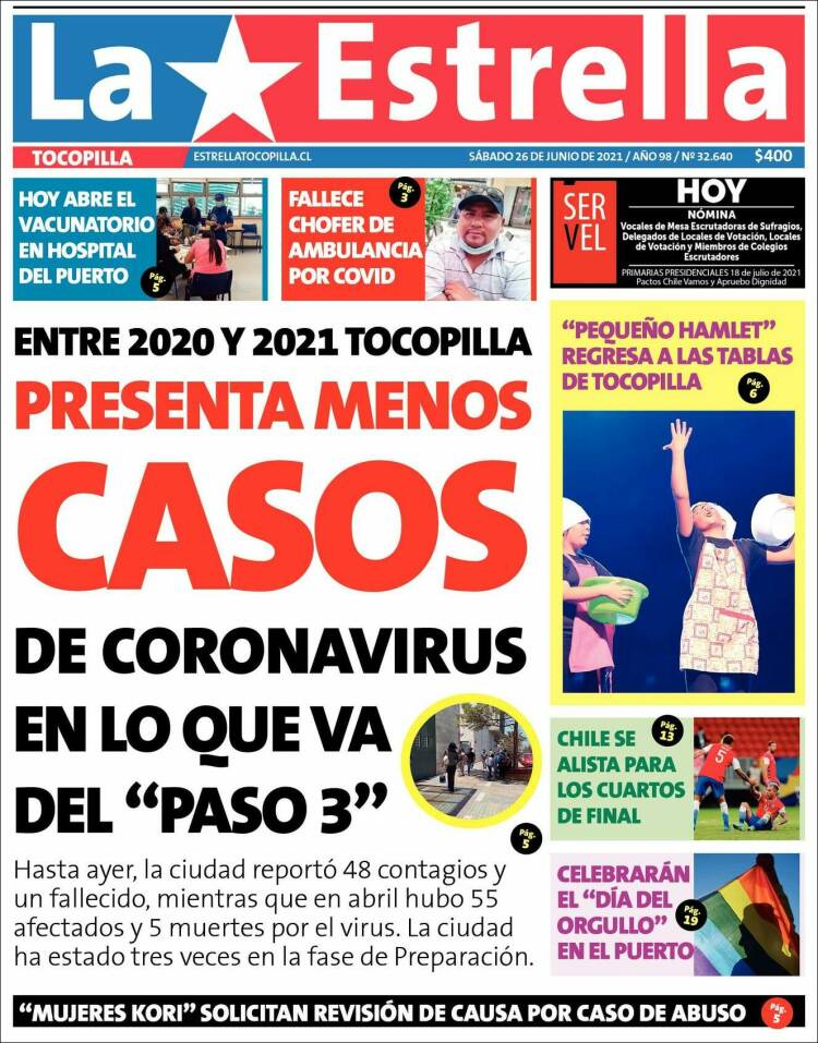 Portada de La Estrella de Tocopilla (Chile)