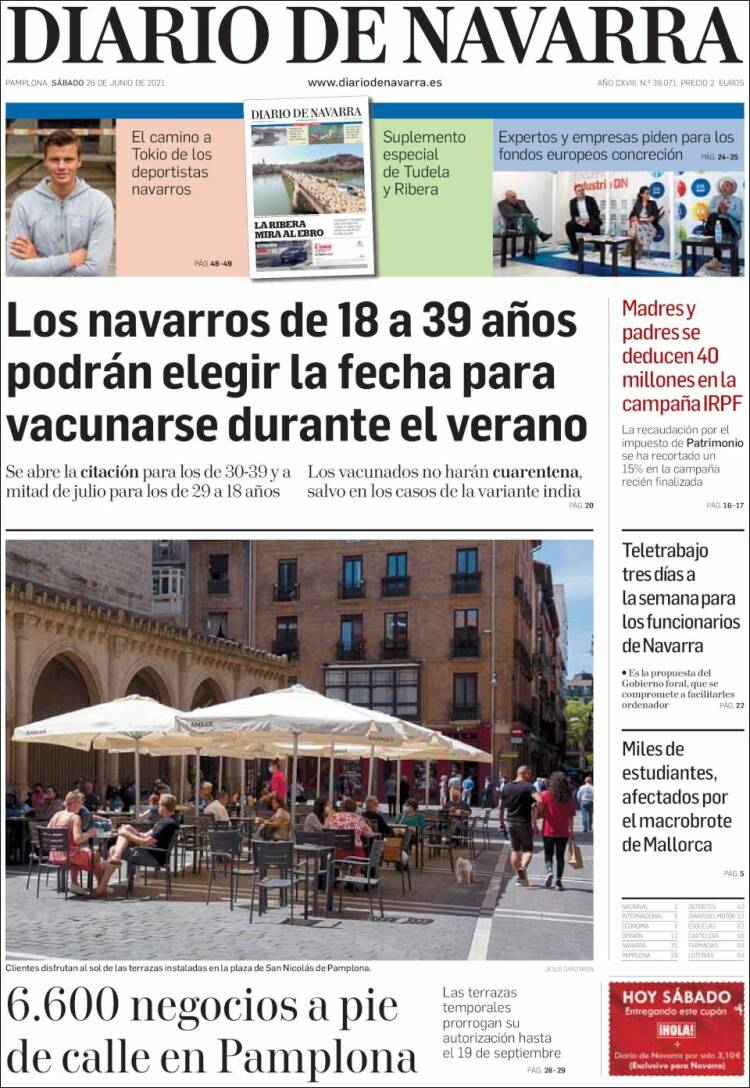 Portada de Diario de Navarra (Espa&ntilde;a)
