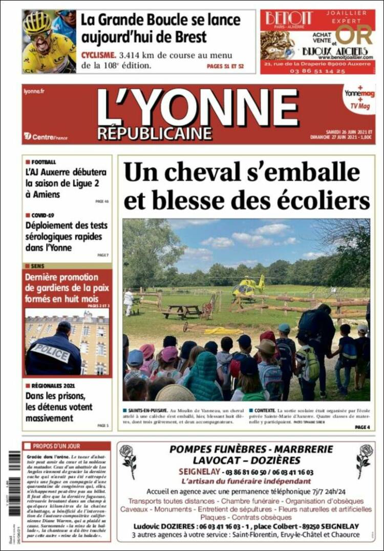 Portada de L'Yonne-Républicaine (Francia)