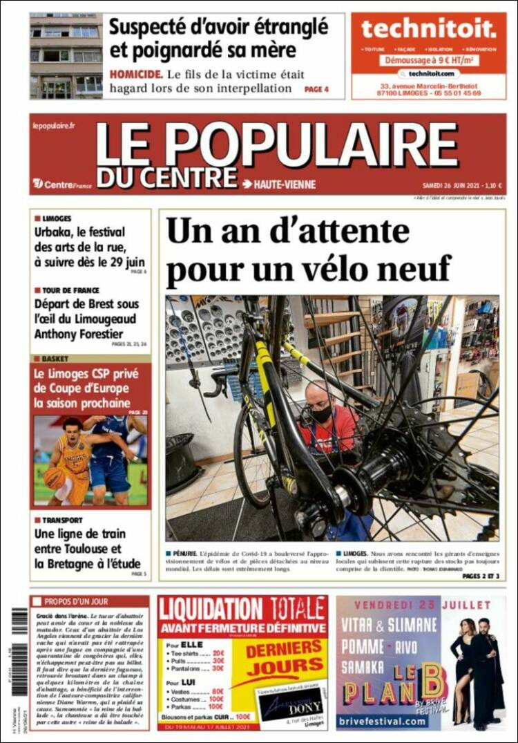 Portada de Le Populaire du Centre (Francia)