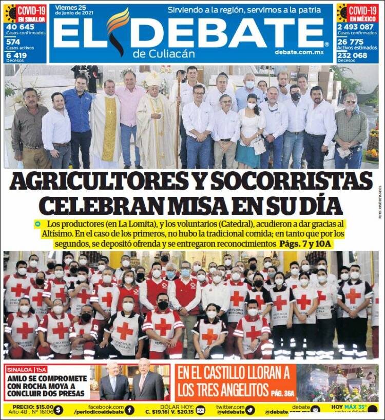 Portada de El Debate de Culiacán (México)