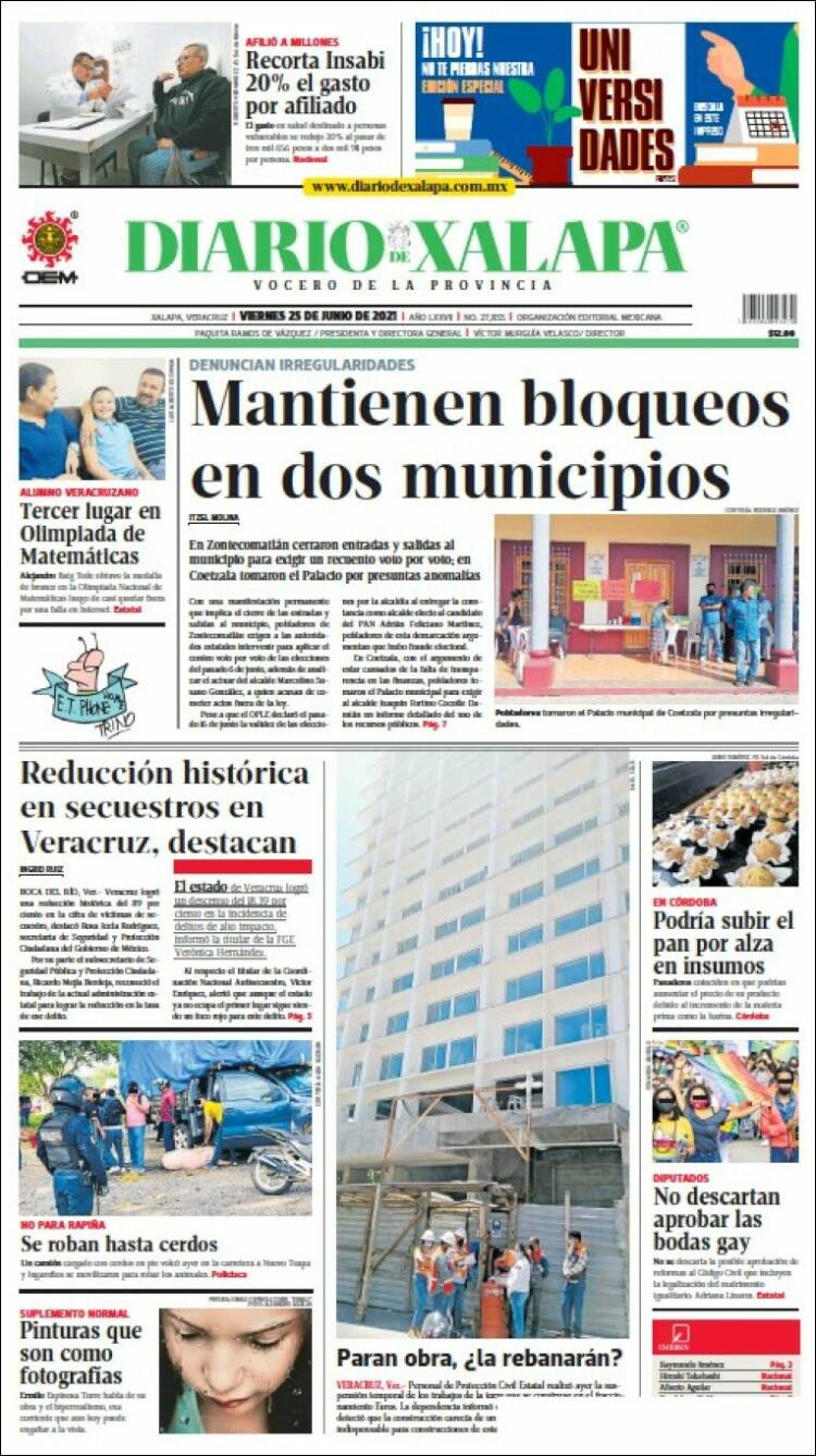 Portada de Diario de Xalapa (México)