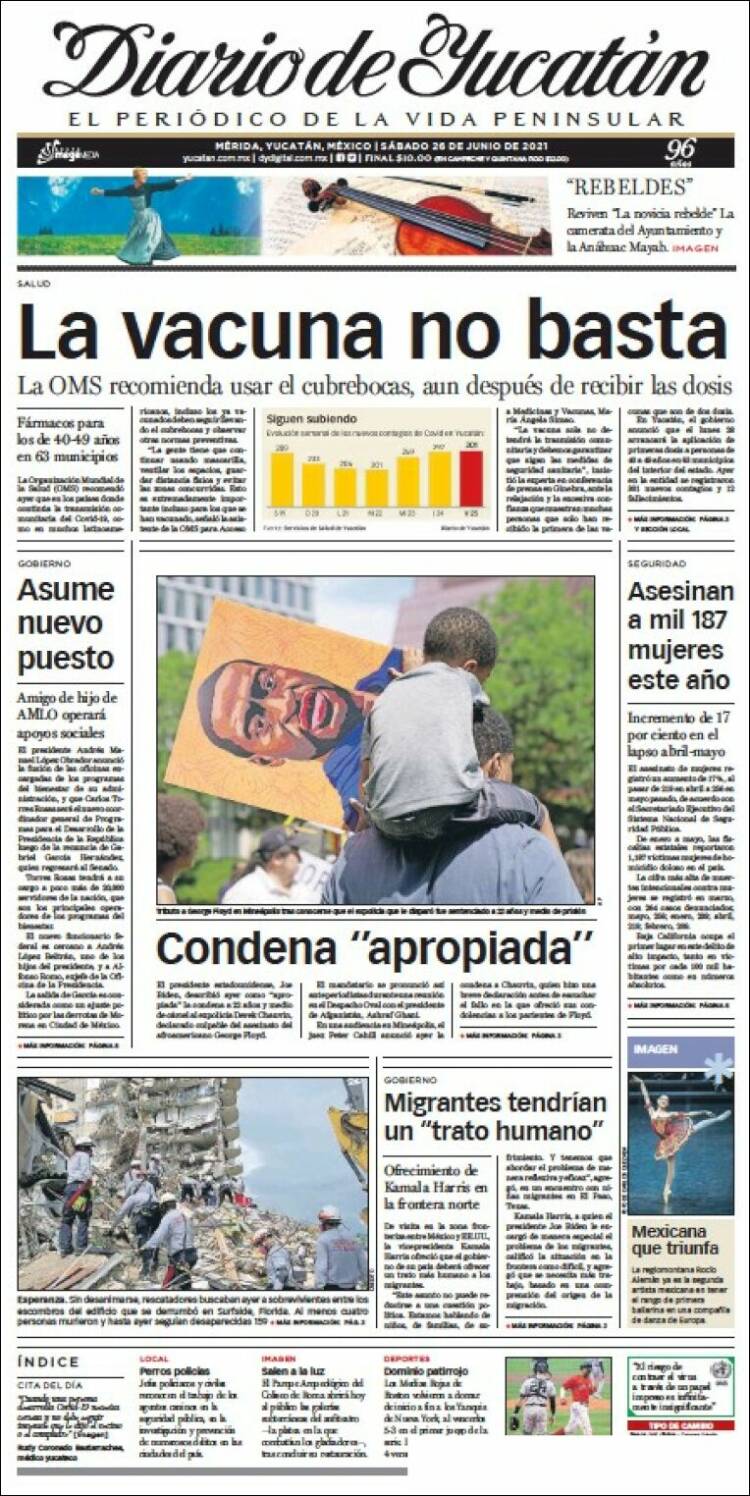 Portada de Diario de Yucatán (México)