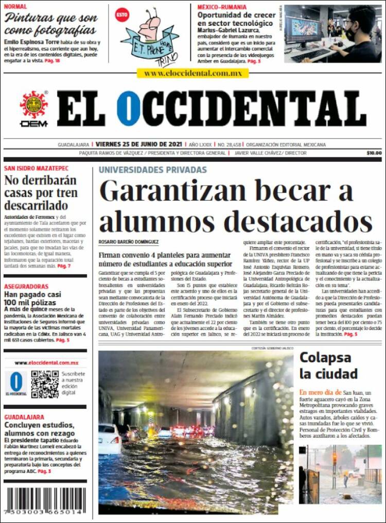 Portada de El Occidental (M&eacute;xico)