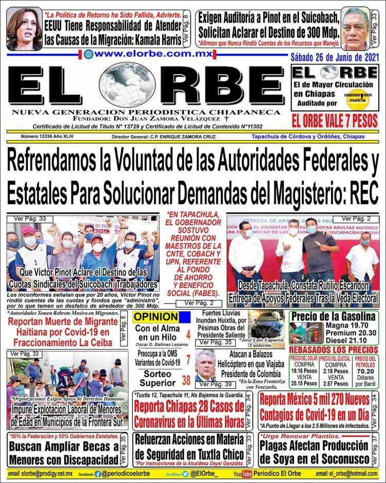 Portada de El Orbe (México)