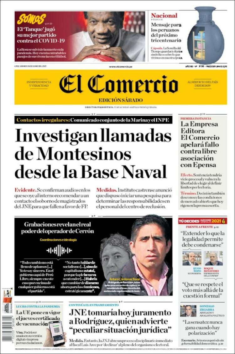 Portada de El Comercio (Perú)