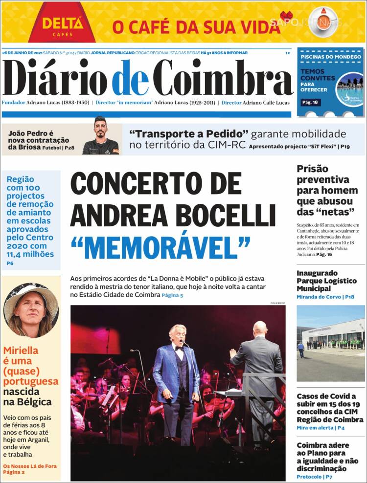 Portada de Diário de Coimbra (Portugal)