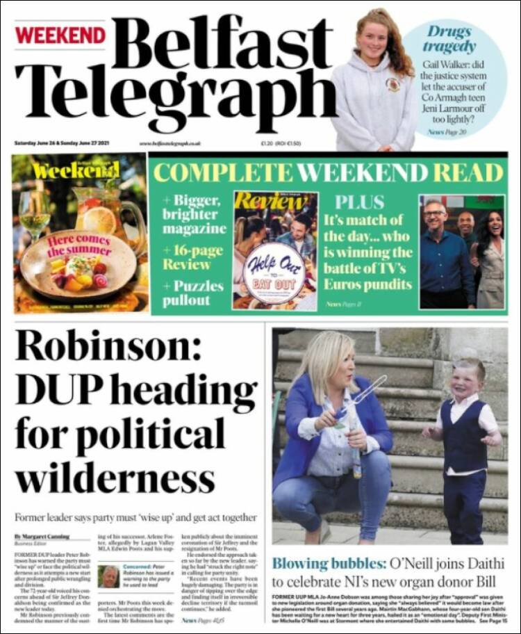 Portada de Belfast Telegraph (Reino Unido)