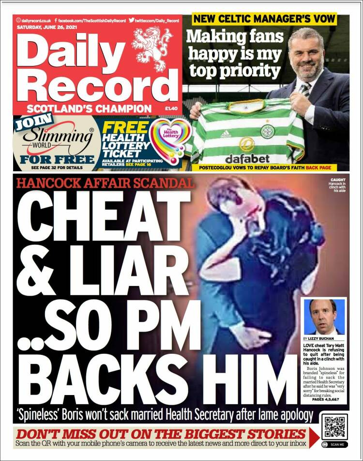 Portada de Daily Record (Reino Unido)