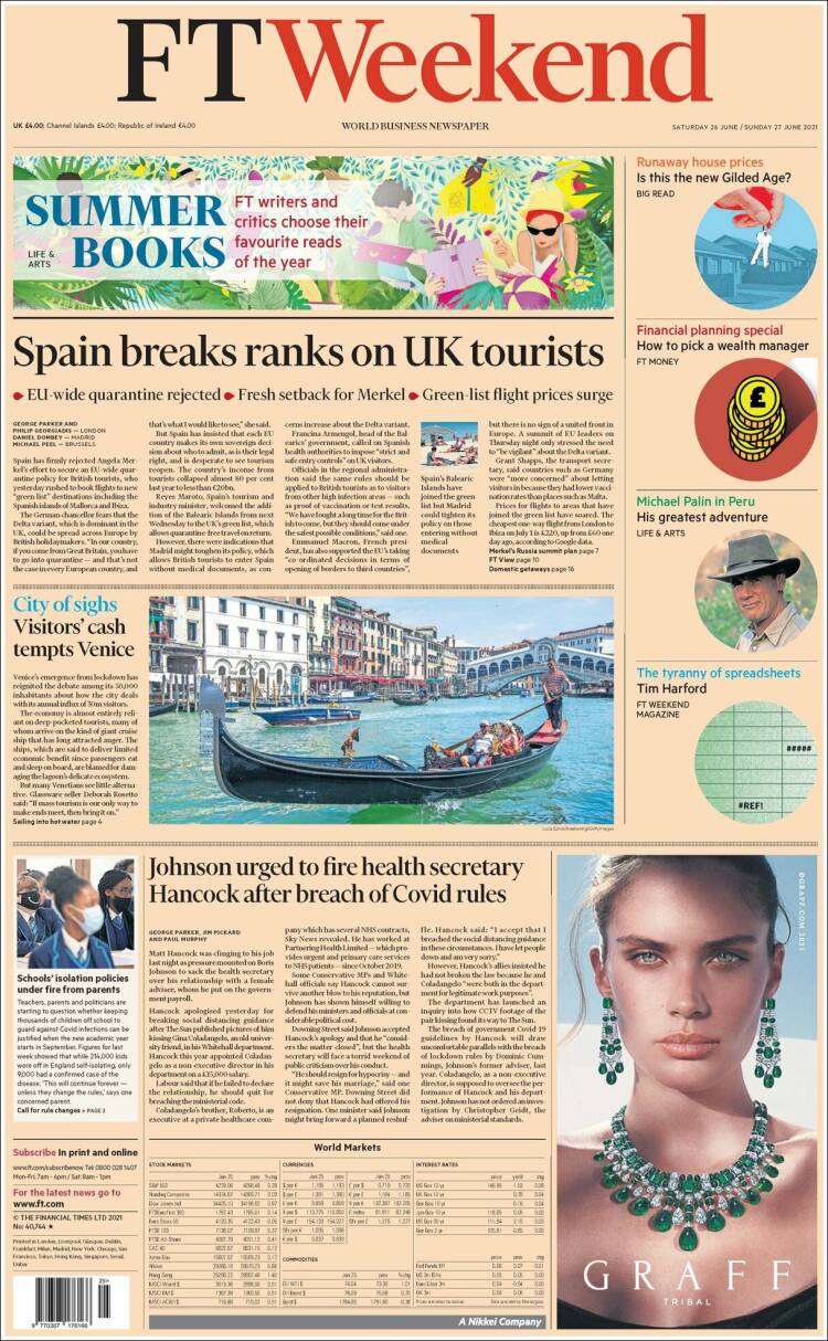 Portada de Financial Times (Reino Unido)