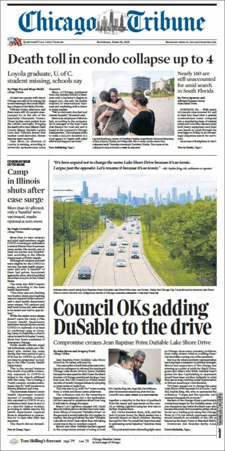 Portada de Chicago Tribune (USA)