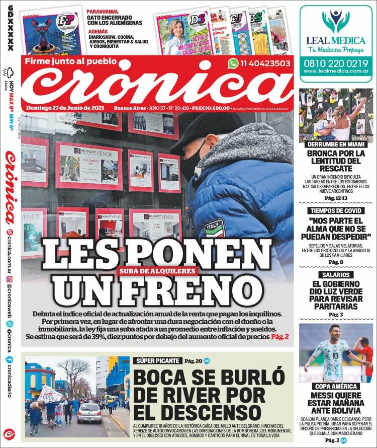 Portada de Crónica (Argentina)