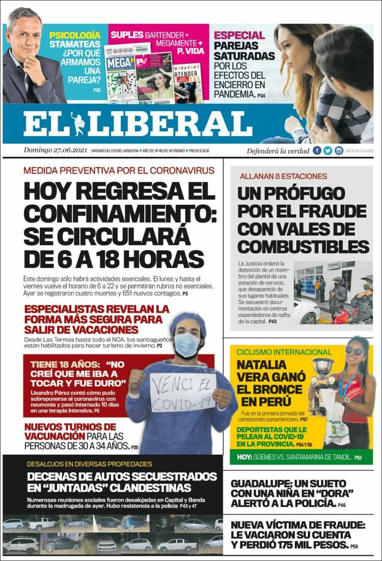 Portada de Diario El Liberal (Argentina)
