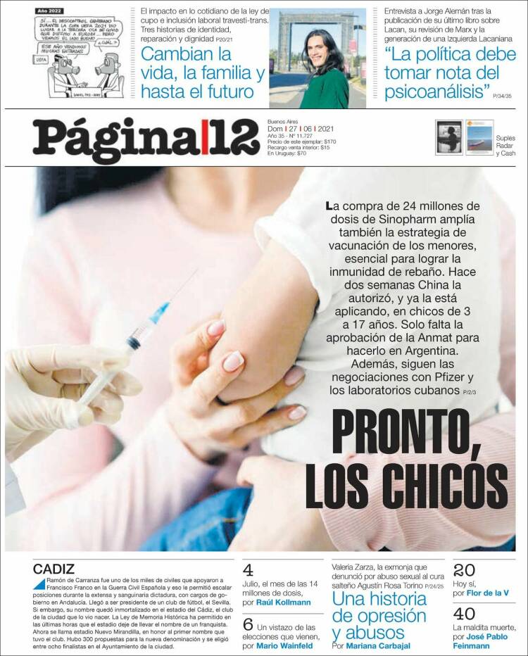 Portada de Página/12 (Argentina)