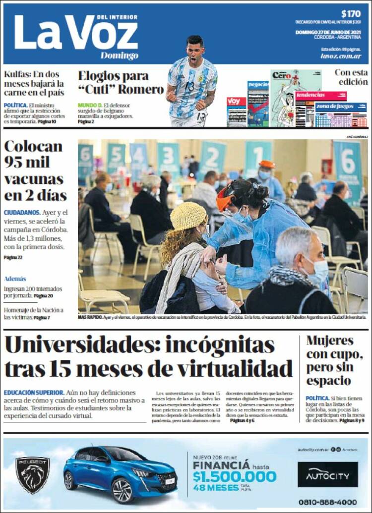 Portada de La Voz del Interior (Argentina)