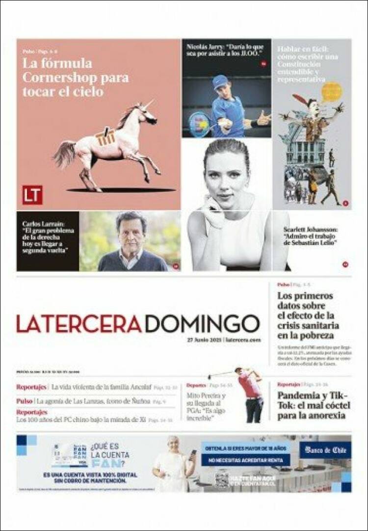 Portada de La Tercera (Chile)