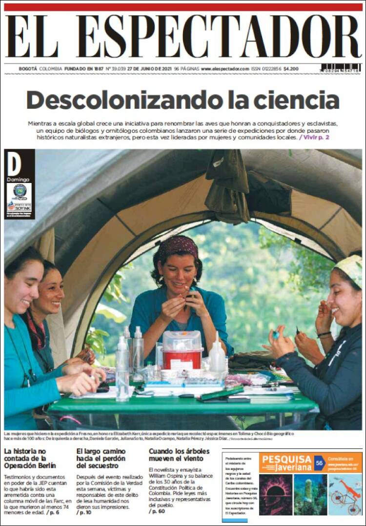 Portada de El Espectador (Colombia)