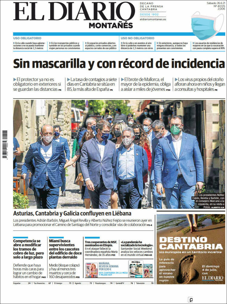 Portada de El Diario Montañés (España)