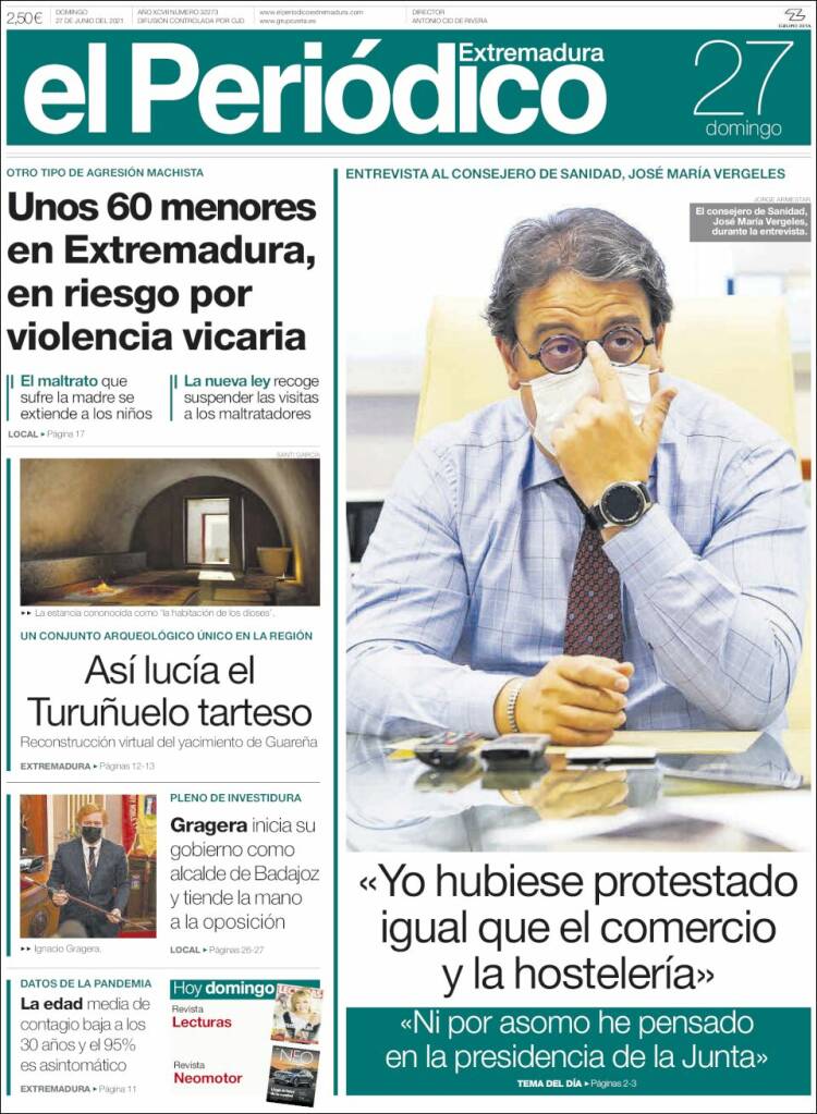 Portada de El Periódico de Extremadura (España)