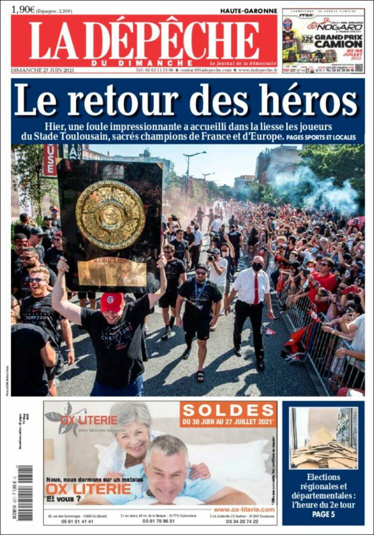 Portada de La Dépêche du Midi (France)