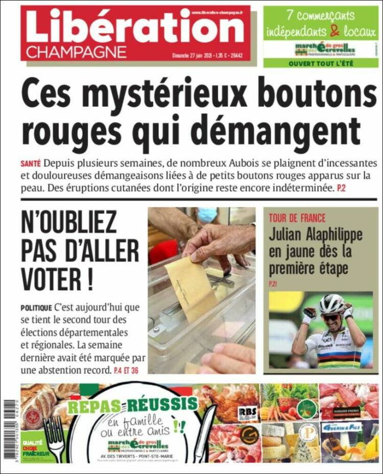 Portada de Libération Champagne (Francia)