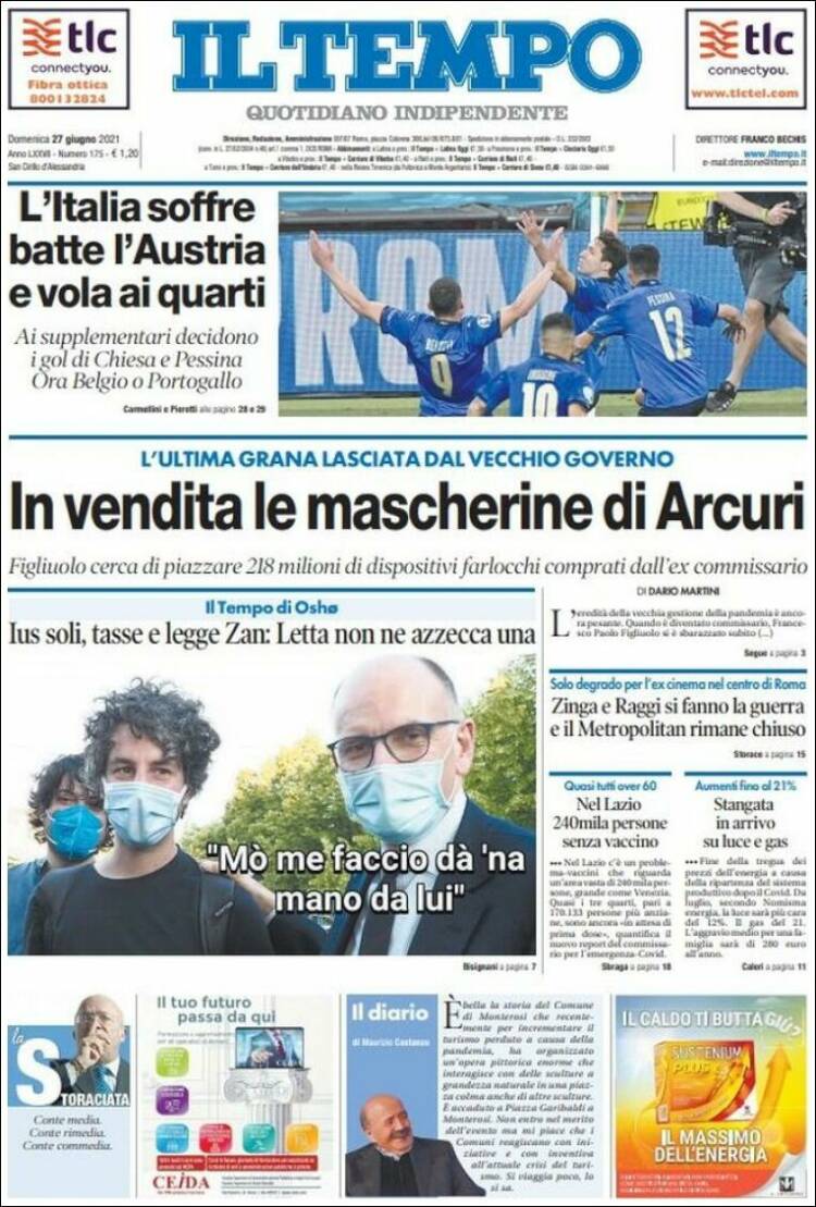 Portada de Il Tempo (Italia)