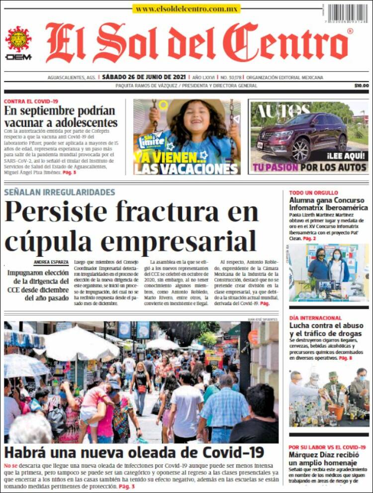 Portada de El Sol del Centro (Mexico)