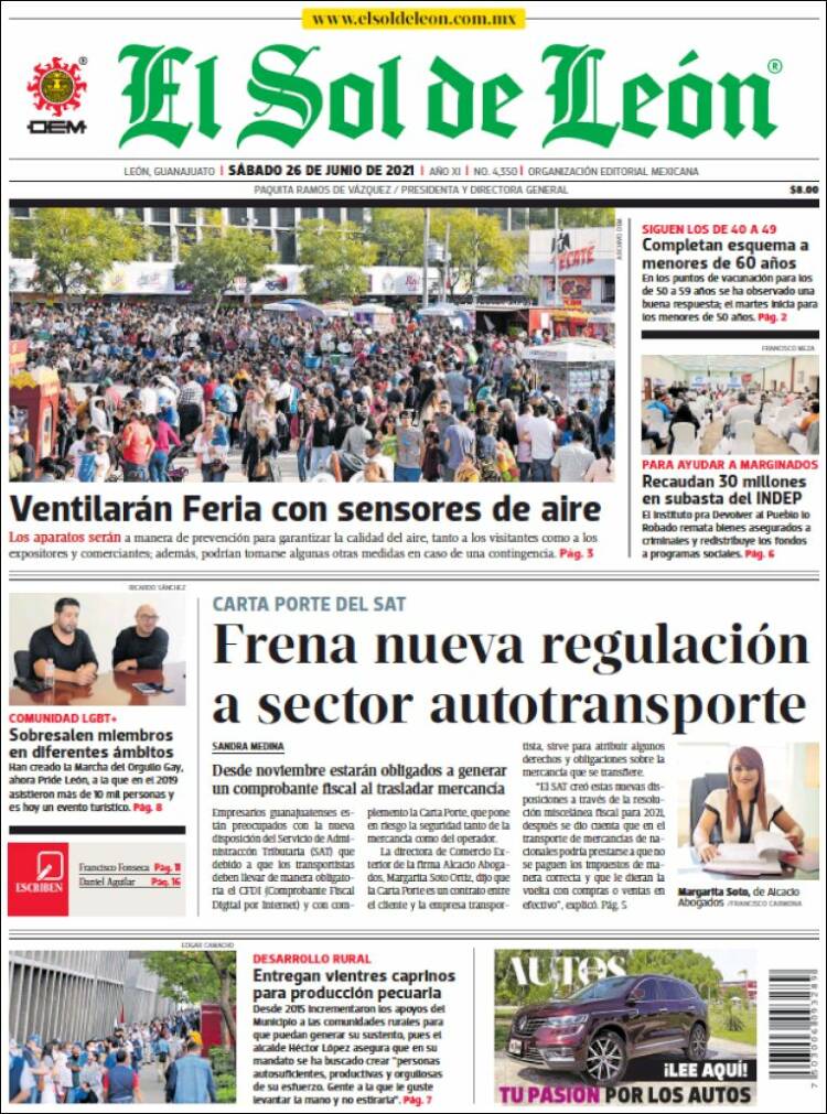 Portada de El Sol de León (Mexico)