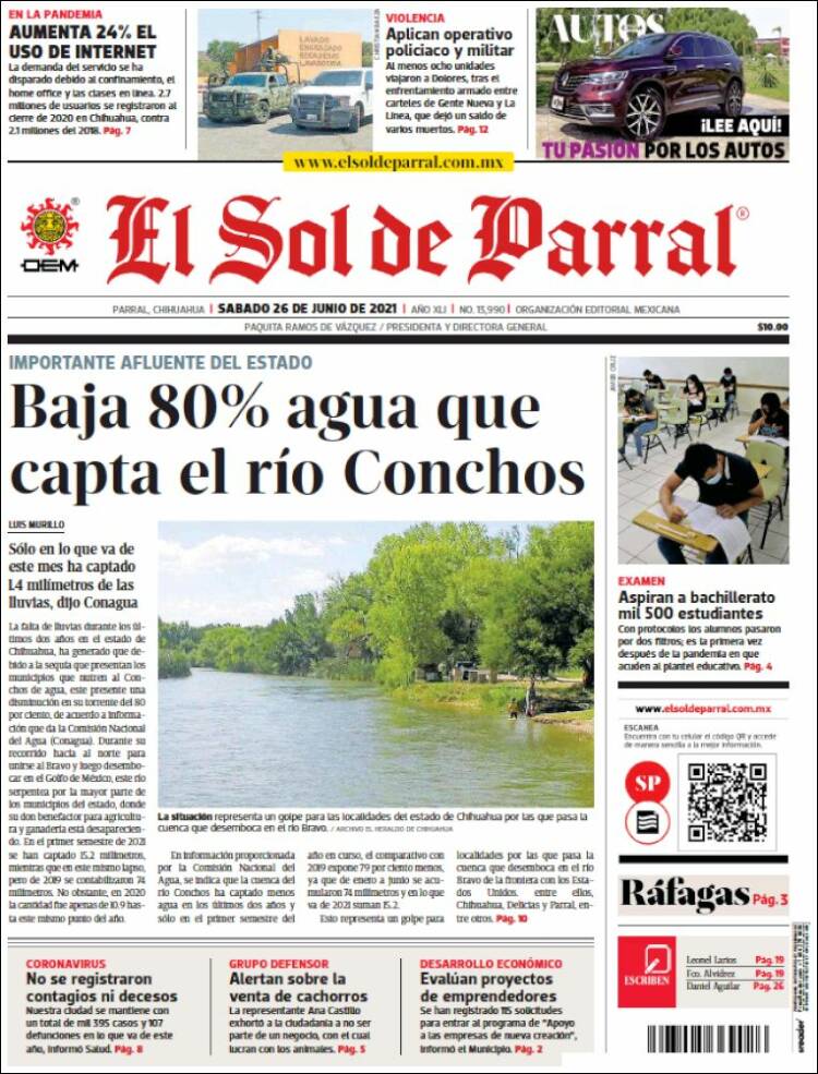 Portada de El Sol de Parral (México)