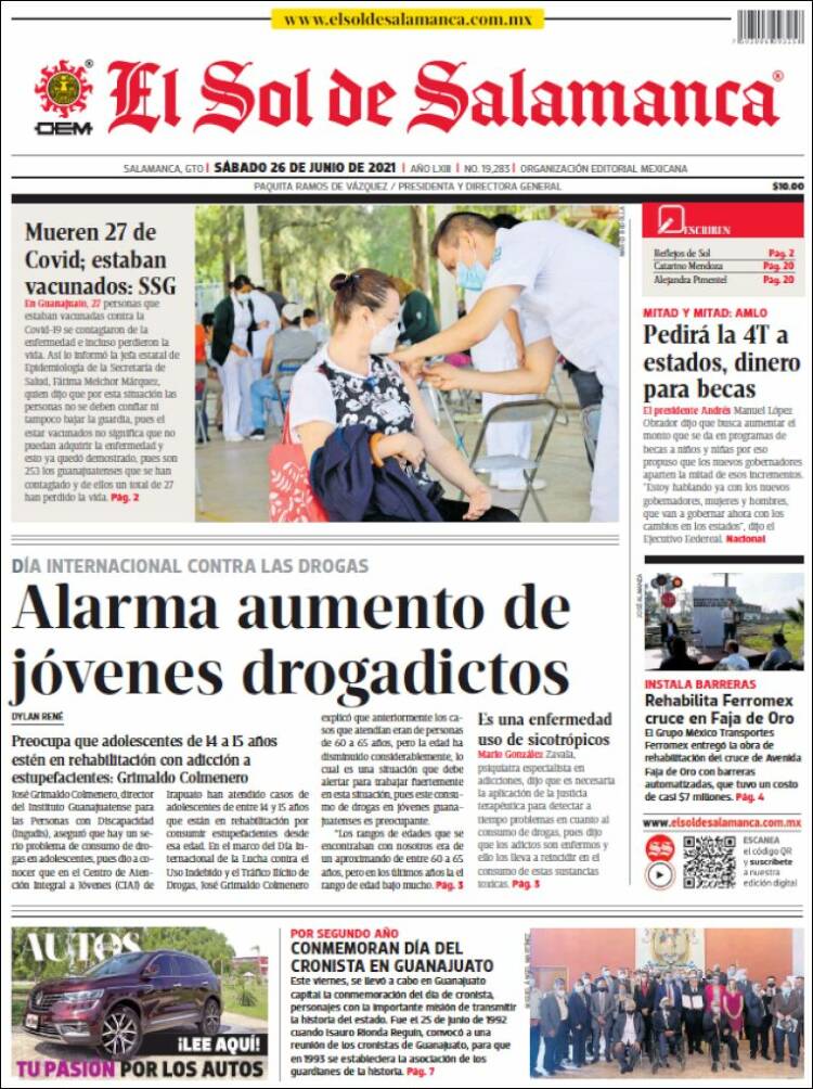 Portada de El Sol de Salamanca (Mexico)