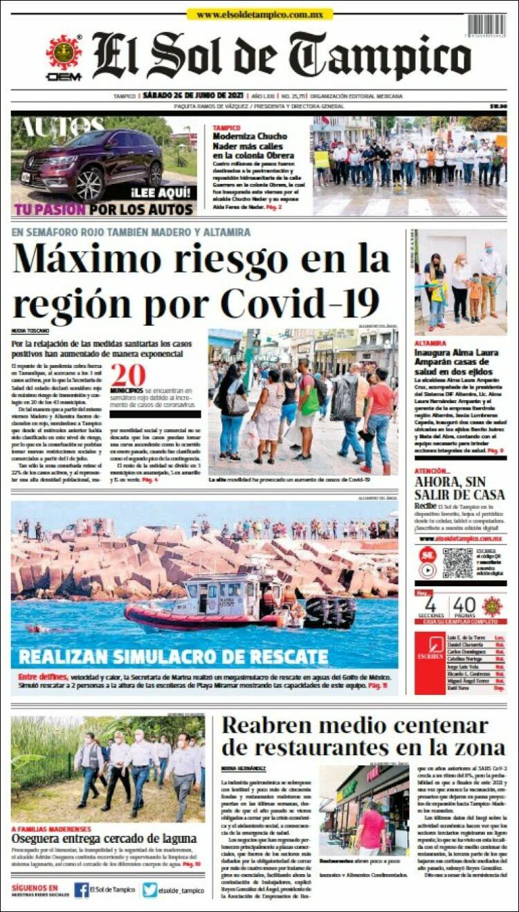 Portada de El Sol de Tampico (Mexico)