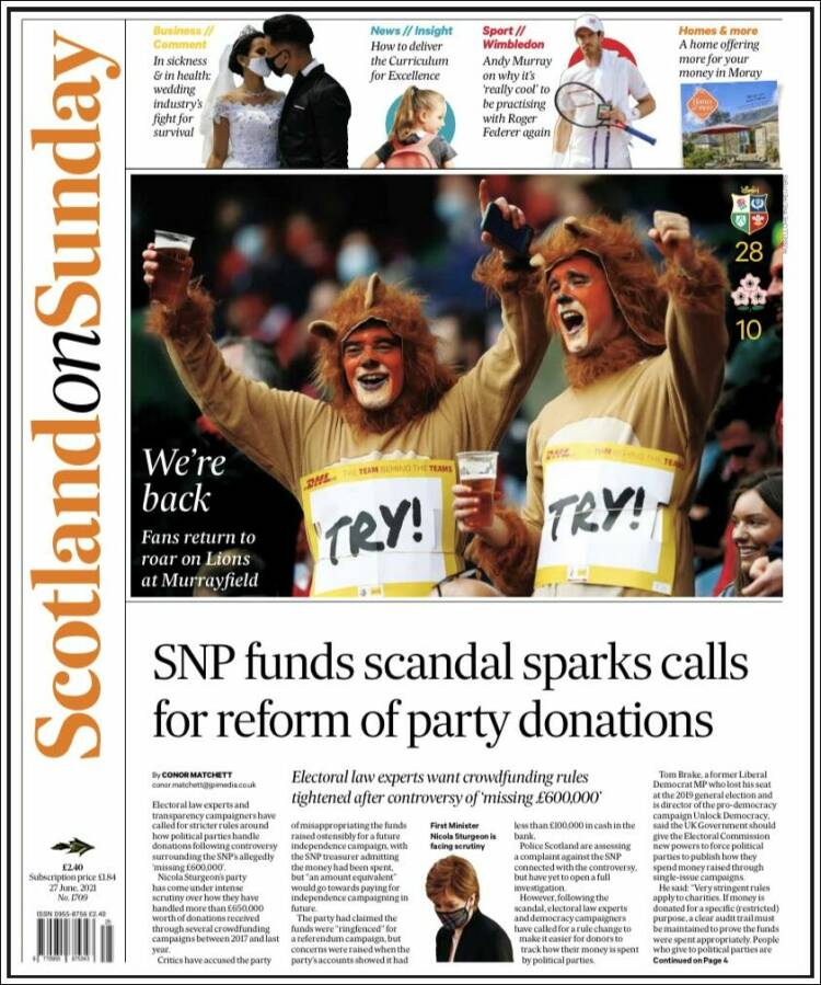 Portada de The Scotsman (Reino Unido)