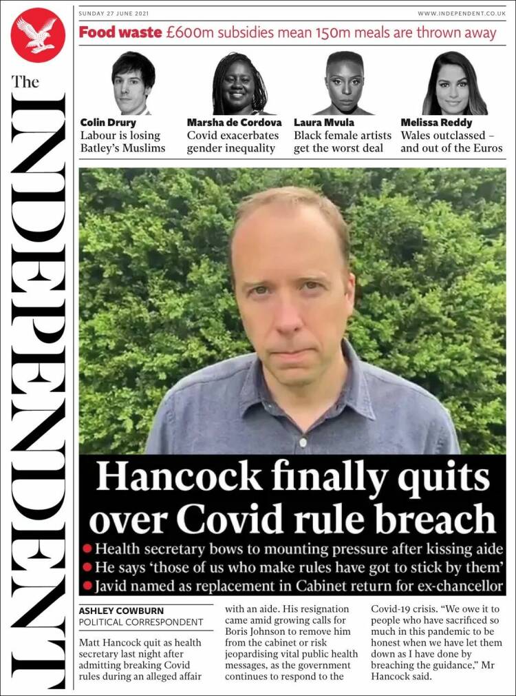 Portada de The Independent (Reino Unido)