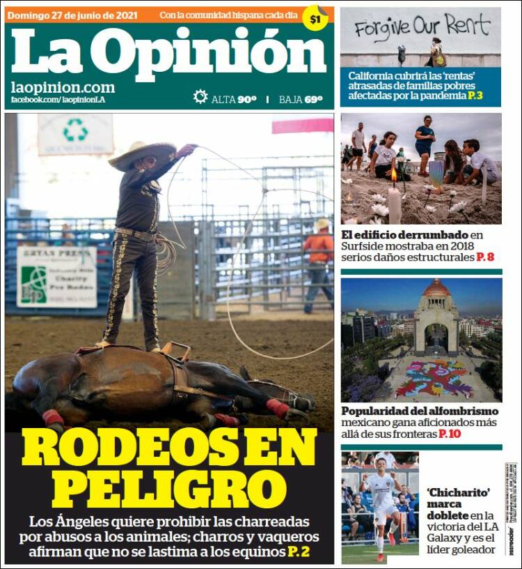 Portada de La Opinión (USA)